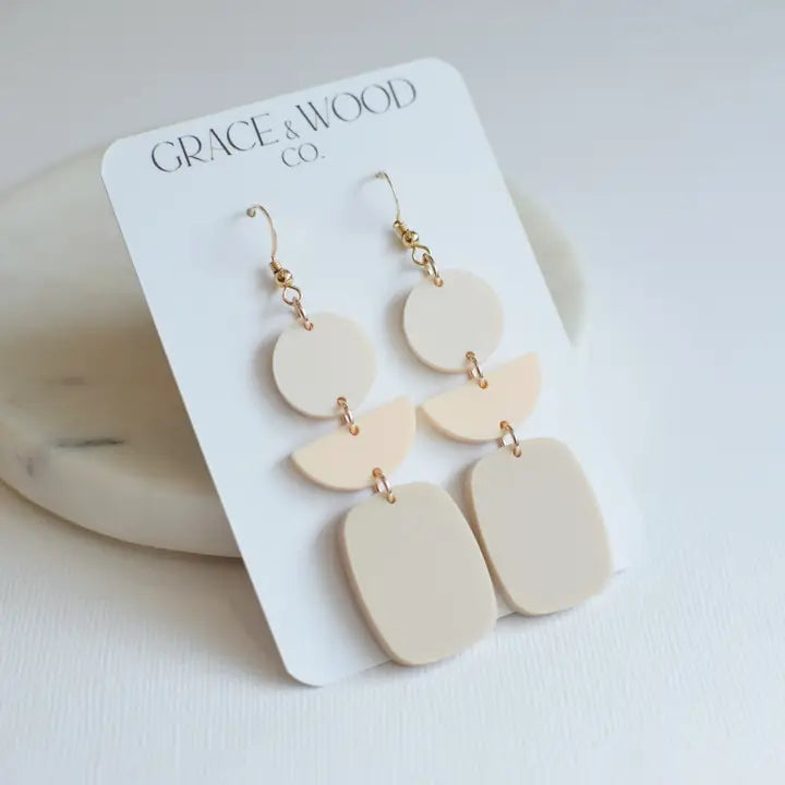 Grace & Wood Vanilla Ombre Geo Triple Earring