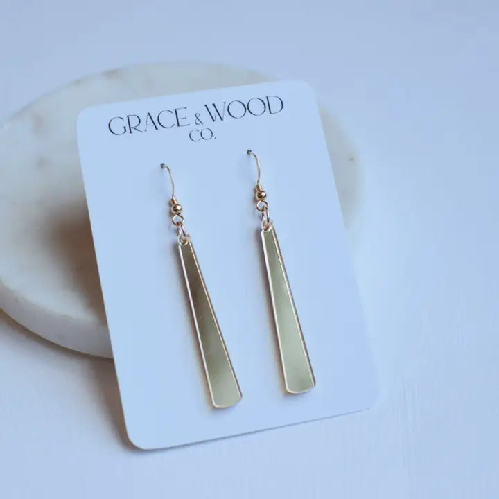 Grace & Wood Gold Mirror Skinny Drop Earrings