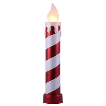 36" Red and White Striped Metallic Blow Mold Candle