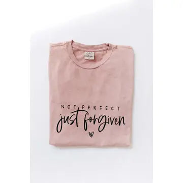 Not Perfect Just Forgiven Mineral Washed Graphic Top