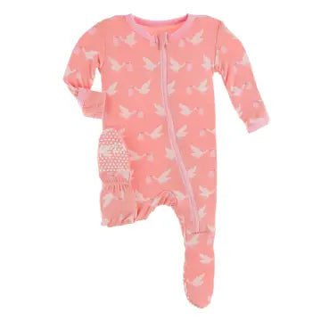 Sky Stork Zipper Printed Footie