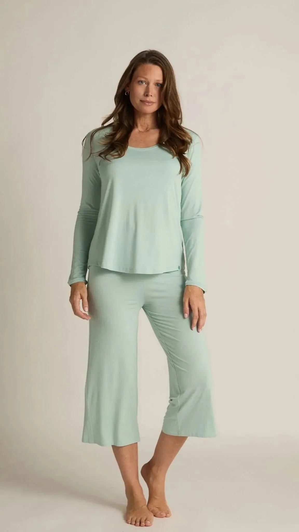 Faceplant Bamboo Wide-Leg Capri Pant Aqua