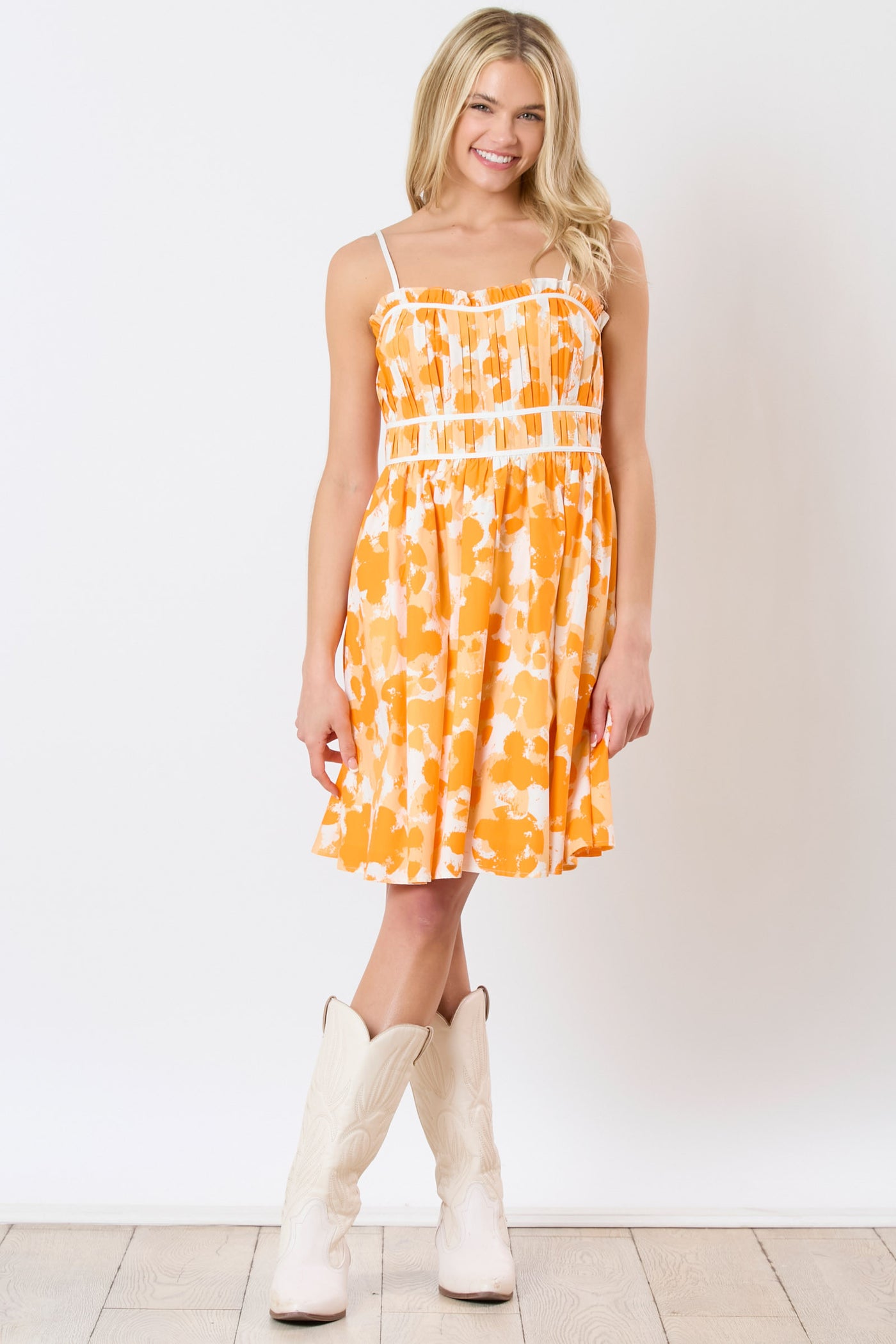 Cotton Poplin Brushed Prints Tiered Dress