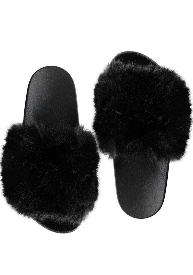 Luxury Faux Fur Slides | Crown and Iris