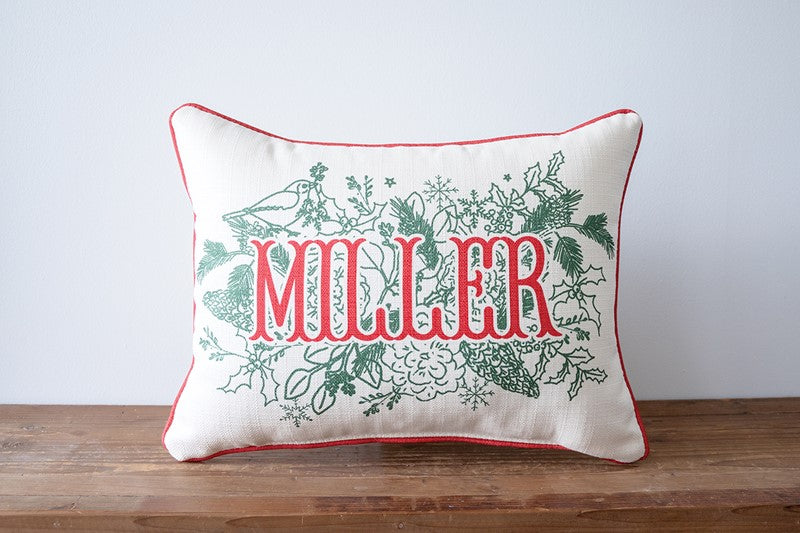 Christmas Victorian Last Name Pillow- Custom