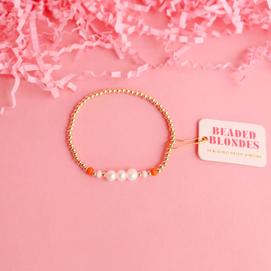 Pink & Orange Harper Bracelet in Gold