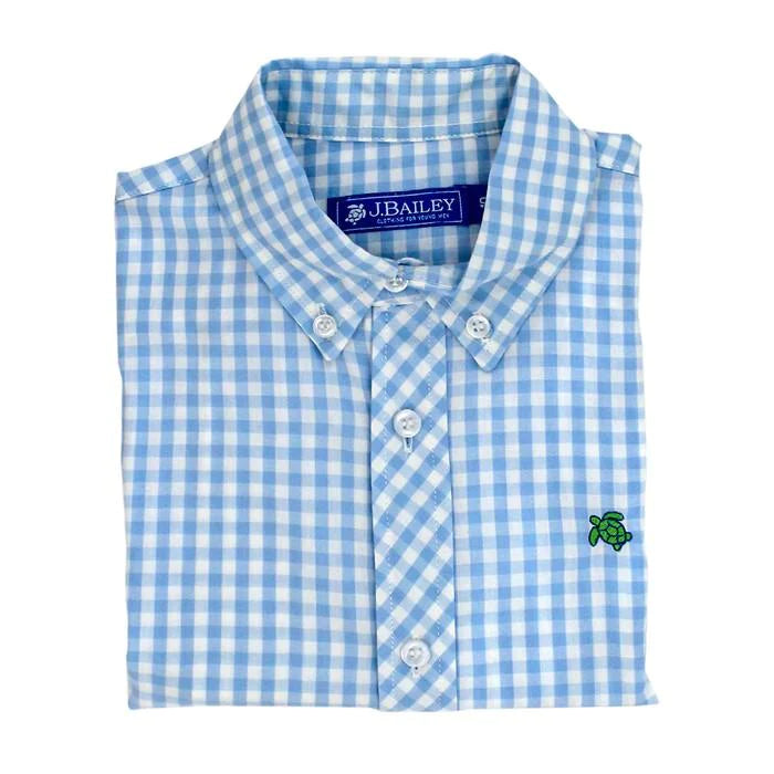 Bailey Boys Roscoe Button Down Shirt - Blue Check